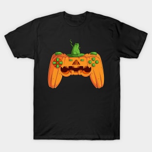Video Games Gaming Gamer Halloween Pumpkin Controller T-Shirt